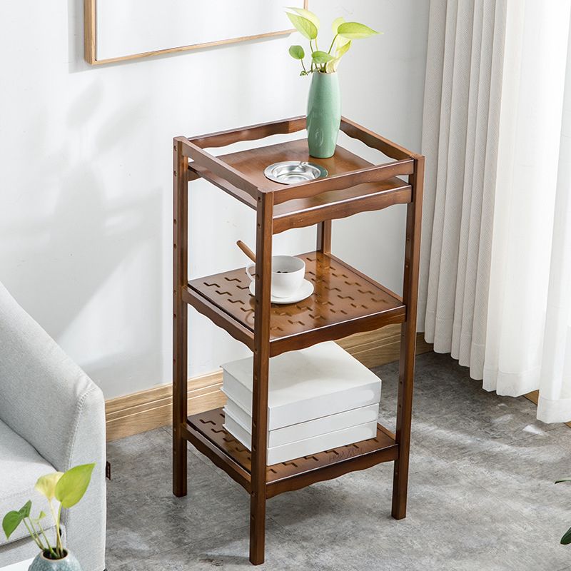 Wood End Table Round/Rectangular Side End Table with Storage