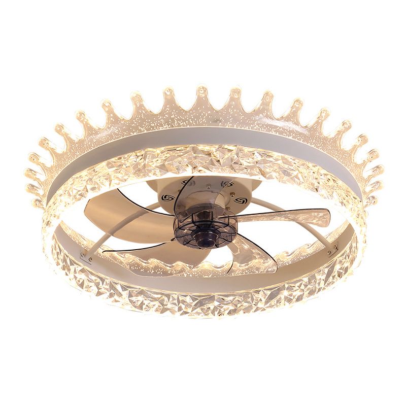 Modern Concise LED Ceiling Fan Light Iron Circular Ceiling Fans with Acrylic Shade