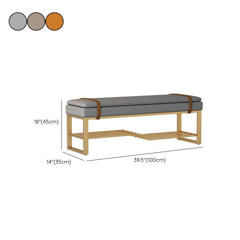 Glam Entryway Bench Cushioned Metal Seating Bench with Shoe Storage , 12.5 Inch Width