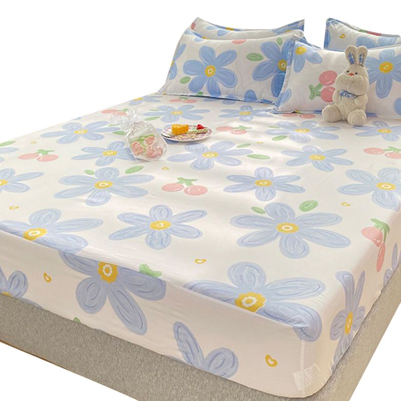 Fancy Cotton Sheet Sets 1-Piece Flower Pattern Wrinkle Resistant Bed Sheet