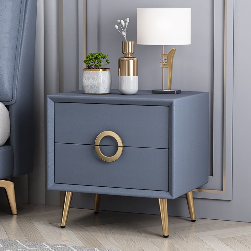 Leather Bedside Cabinet Contemporary Night Table with Drawers