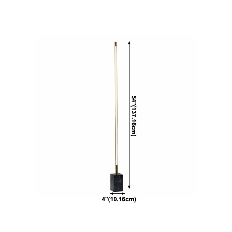 1 Light Linear Floor Lamp Contemporary Metal Standard Lamps Marble Base in Gold