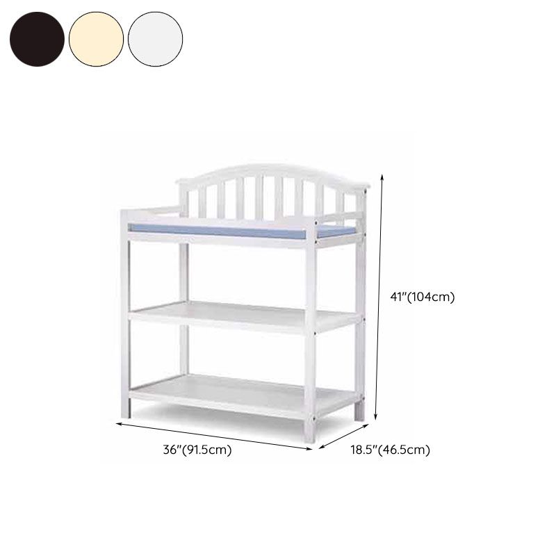 Modern Pine Wooden Changing Table with Pad Arch Top 2-in-1 Changing Table with Storage