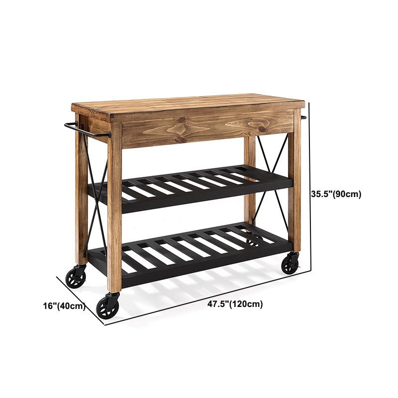 Modern Style Rolling Kitchen Cart Wood Kitchen Island Cart with Towel Rack