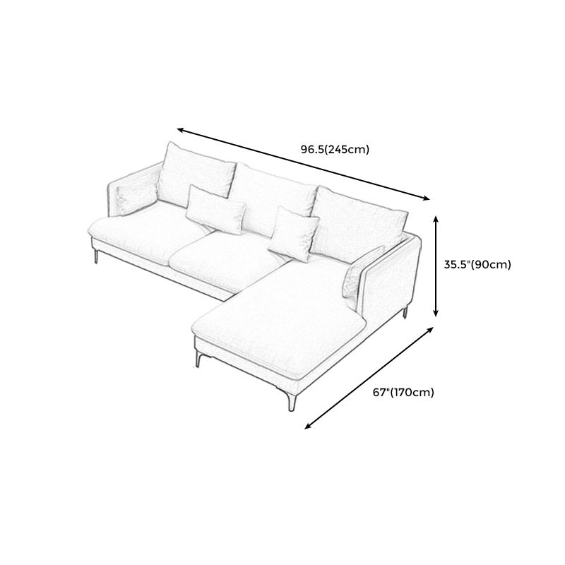 Light-Grey Waterproof Faux Leather Sofa  Slipcovered Sectional with Recessed Arms