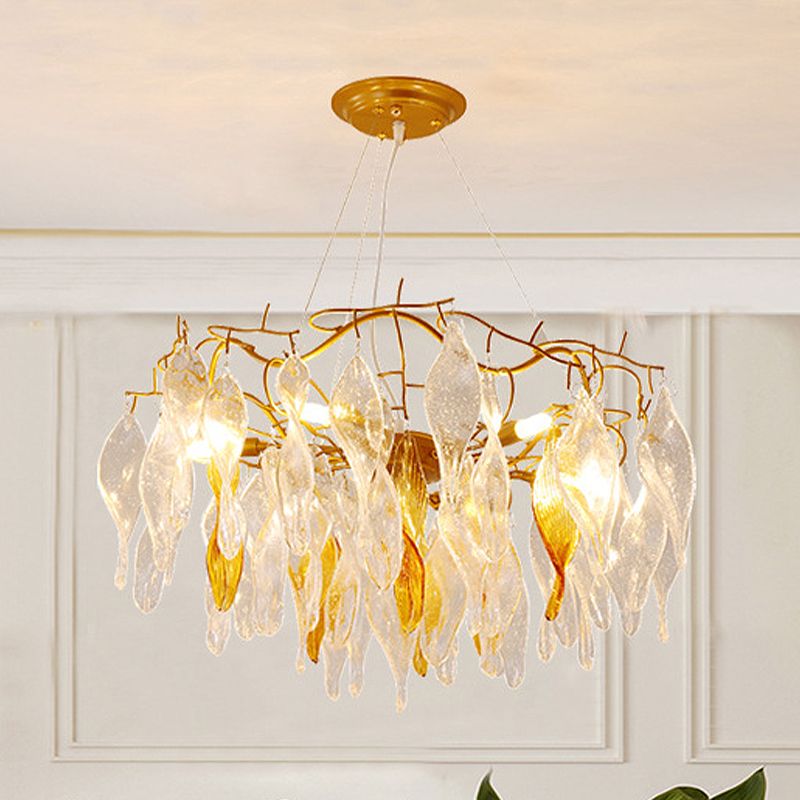 Crystal Spiral Chandelier Lighting Modern 6 Lights Gold LED Hanging Pendant for Dining Room