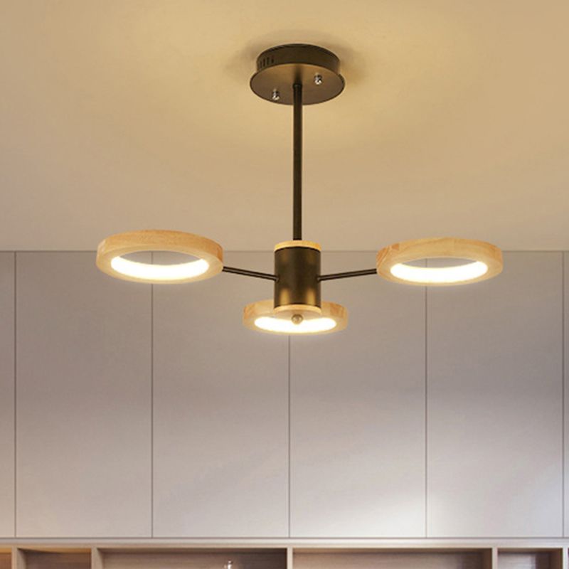 Wood Sputnik lampadario a sospensione Luce moderna 3/5/6 Luci nere LED a LED a led lampada a soffitto in luce naturale