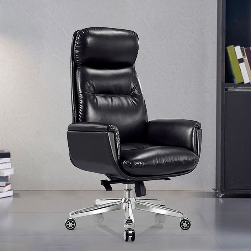 25" Wide Contemporary Managers Chair Black Leather Executive Chair