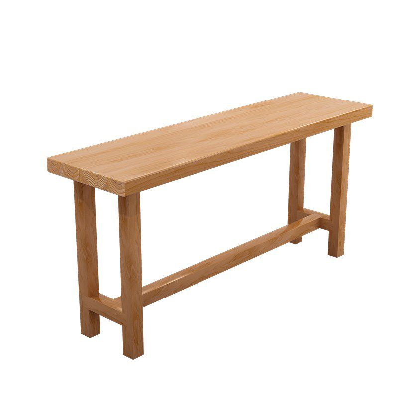 Modern Beige Rectangle Bar Dining Table Pine Wood Indoor Bistro Table with Footrest