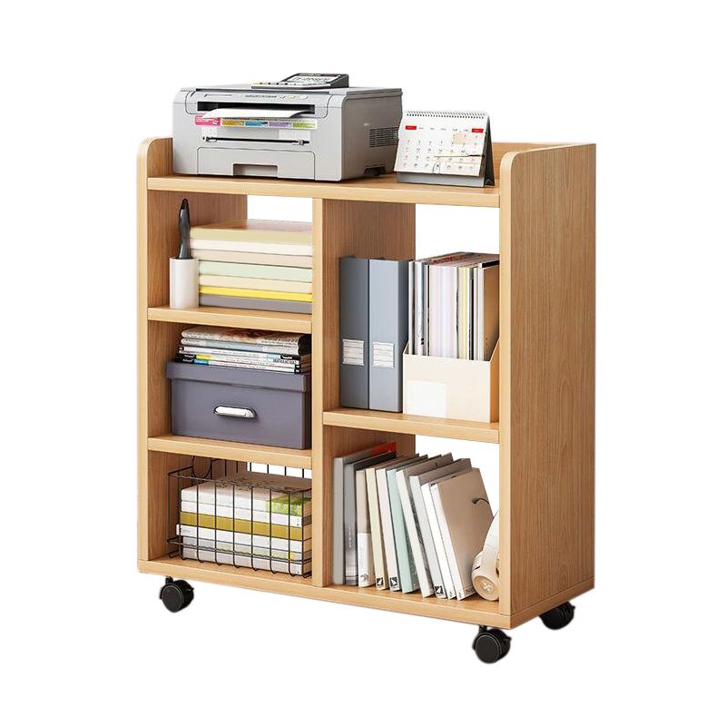 Contemporary Style Bookcase Open Back Bookshelf with Casters for Home Office