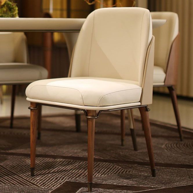 Armless Dining Chairs Glam Faux Leather Side Chairs for Dining Room