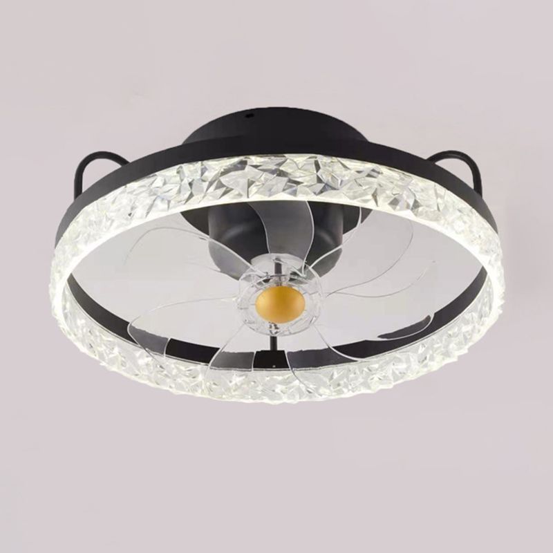 Metal Circle Ceiling Fan Light Modern Style LED Ceiling Light Fixture for Bedroom