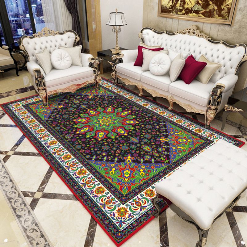 Imperial Moroccan Rug Multi-Colored Printed Carpet Anti-Slip Backing Pet Friendly Washable Rug for Lounge