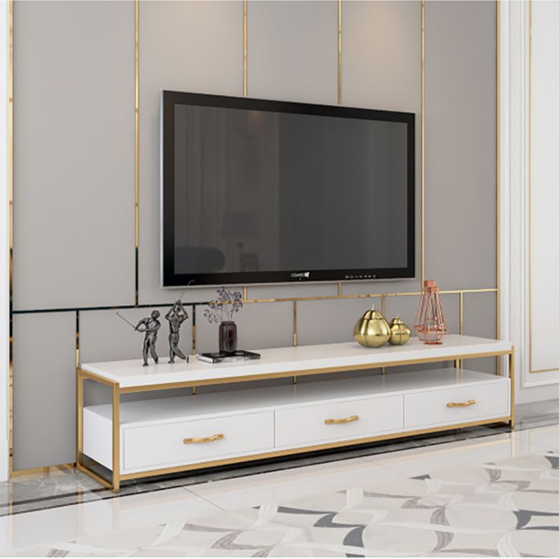 Open Storage Media Console Glam TV Stand Console with Drawers