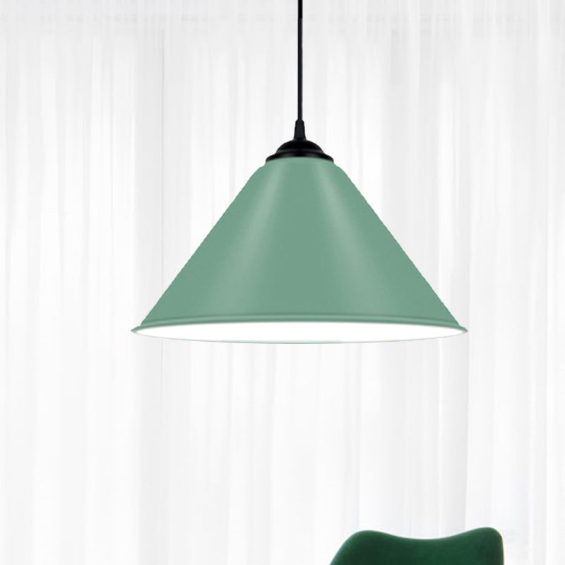 Kegelhangende licht Modern metaal 1 lichtroze/geel/groene hanglamp, 12 "/14"/16 "dia