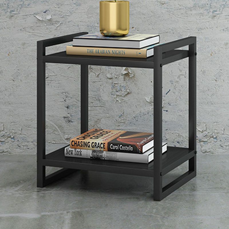 Open Storage Accent Table Nightstand Modern Metal Nightstand