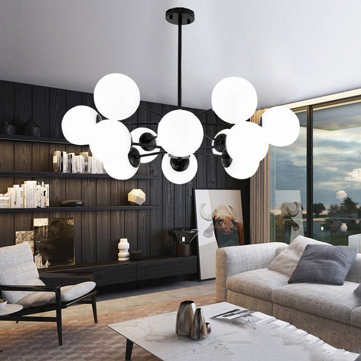 Simple Pendant Lighting Fixture Modern Style Glass Ball Shade Hanging Chandelier