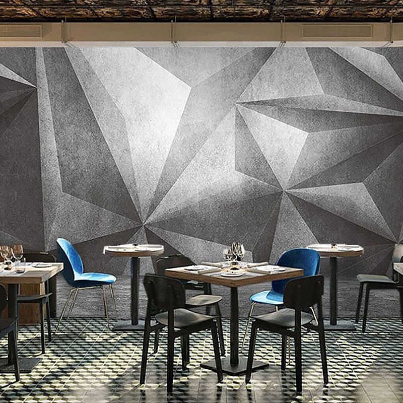 Full Wall Murals for Gallery 3D Irregular Geometries Wall Covering in Industrial Like Color, Stain-Resistant