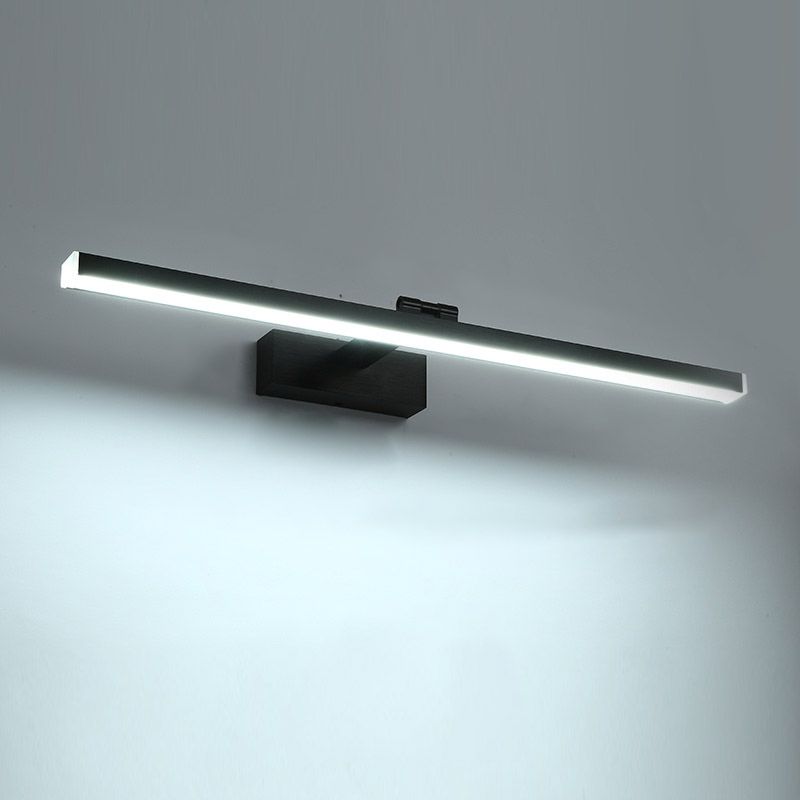 Modern Metal Vanity Light Straight 1 Light Adjustable Mirror Light in Black for Bathroom