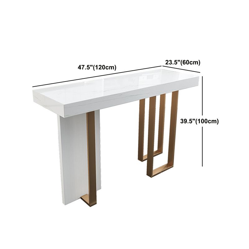 Marble Double pedestal Patio Bar Table Indoor Bistro Bar Height Cocktail Table in White