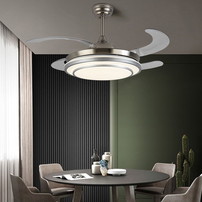 Modern LED Ceiling Fan Light Metal and Acrylic Fan Light Fixture