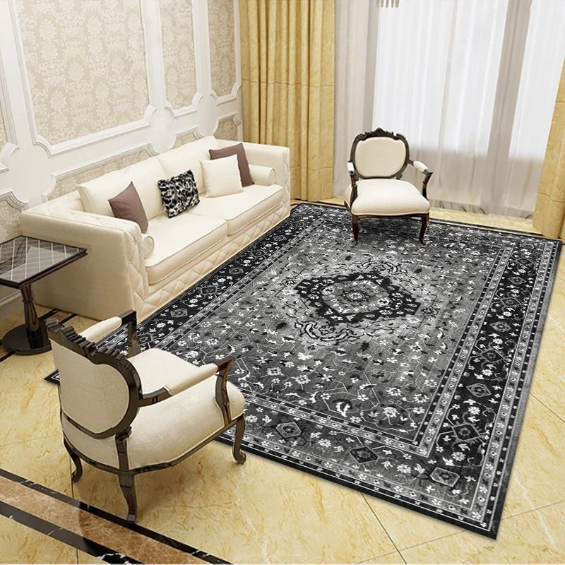 Shabby Chic Medallion Print Rug Polyester Carpet Stain Resistant Indoor Carpet for Living Room