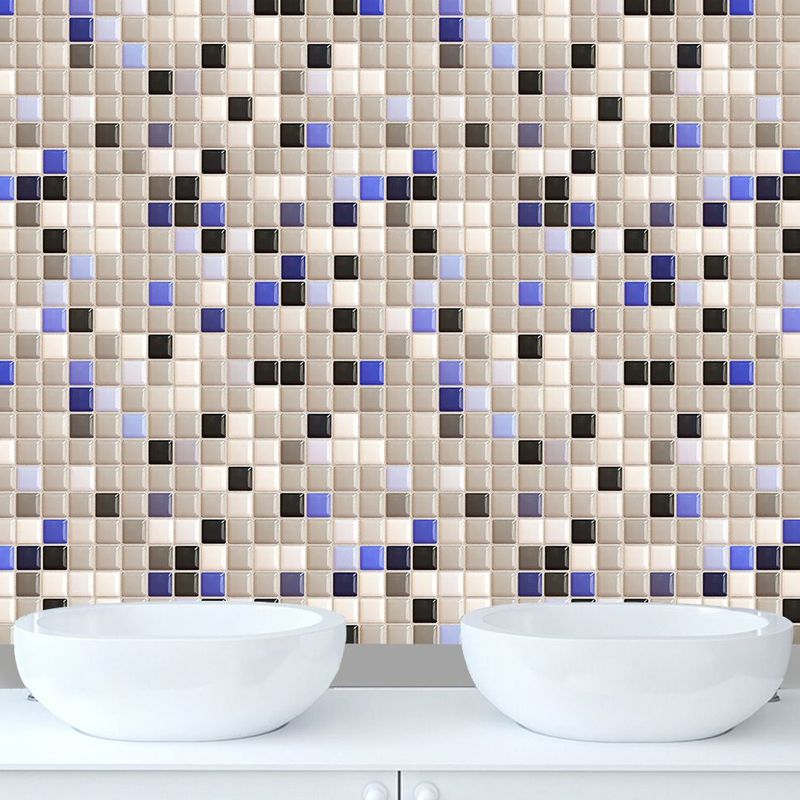 Mosaics Effect Peel off Wallpaper Panel Set PVC Contemporary Wall Art for Washroom