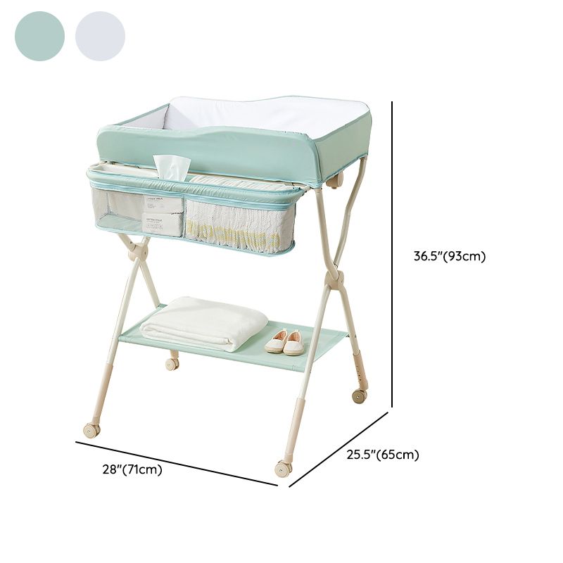 Modern Metal Baby Changing Table Flat Top Changing Table with 4 Wheels