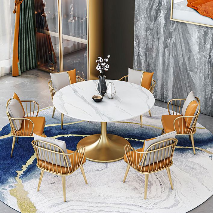 Round Sintered Stone Dining Table Traditional Luxury Tulip Dining Table