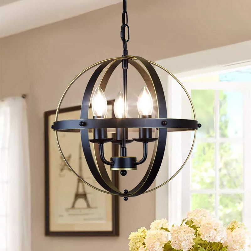 Industrial Hanging Pendant Metal Cage Frame Room Indoor Light for Living Room