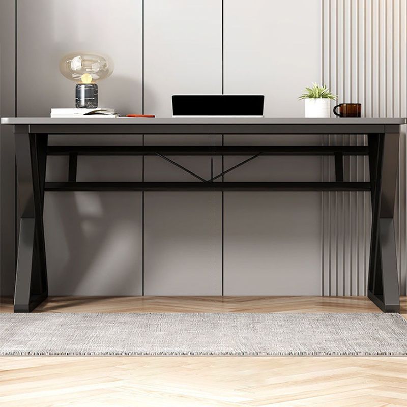 Modern Rectangular Computer Desk Wooden Black Gaming Desk with Black Legs