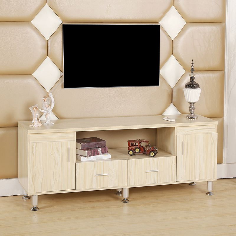 Scandinavian Style Wood TV Stand Open Storage TV Console with Shelves