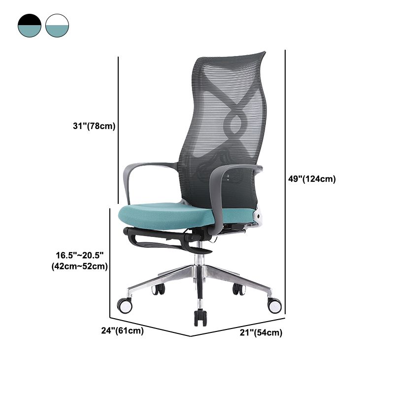 Fixed Arms Desk Chair Microfiber Desk High Back Chair Swivel Ergonomic