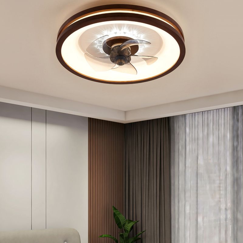 Modern Single Beige/Brown Ceiling Fan Lamp Wooden Ceiling Fan Light for Dining Room