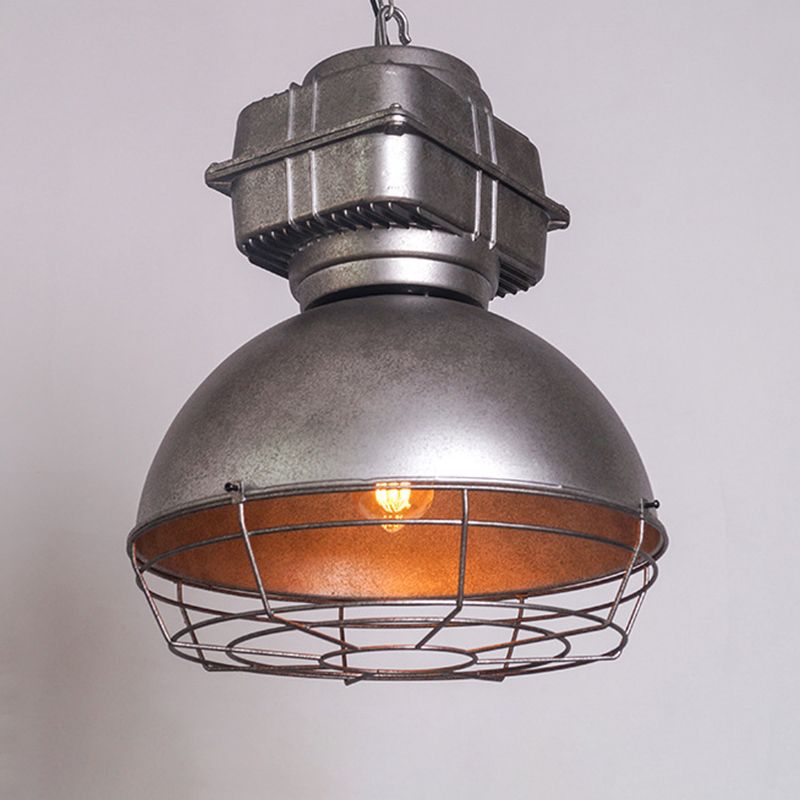 Retro Mining Light Shaped Metal Lighting Fixture 16" Wide Industrial Style Single Bulb Suspension Lamp with Adjustable Hanging Chain