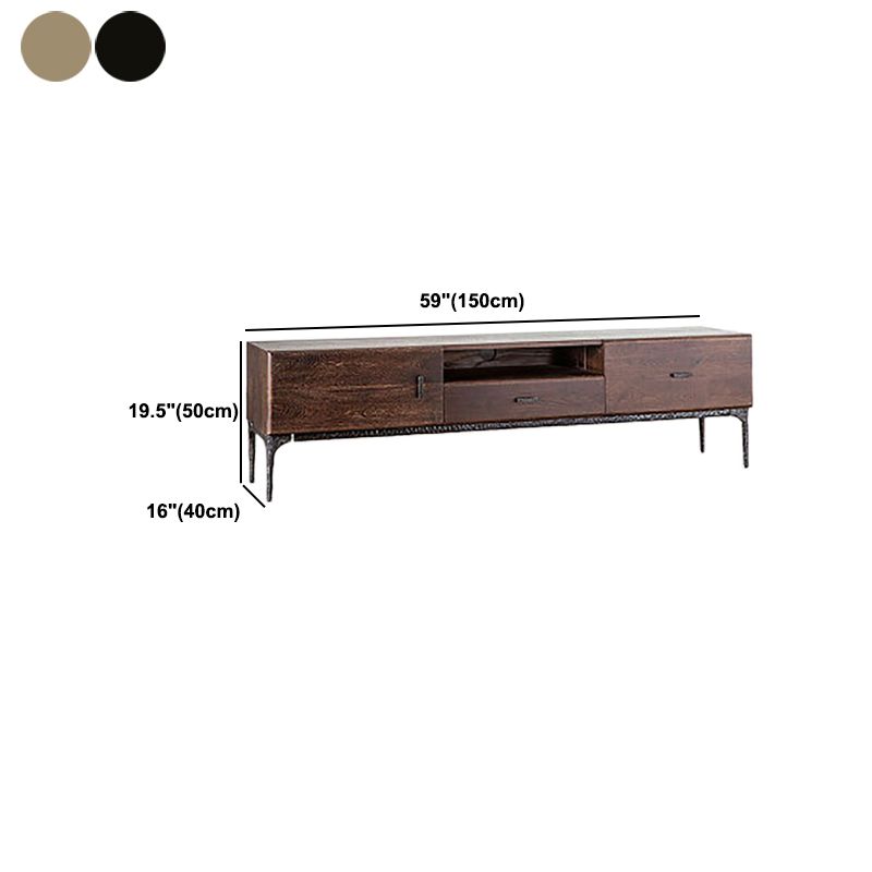 15.75"W TV Stand Industrial Style Brown Solid Wood TV Console with Drawer