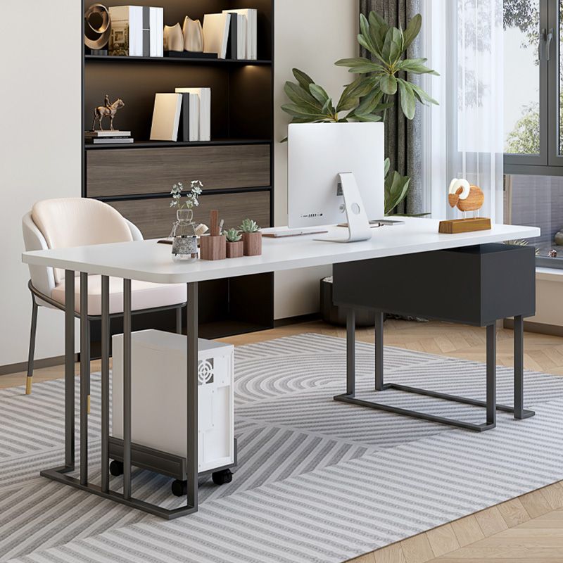 Contemporary Stone Writing Desk Metal Rectangular Office Desk