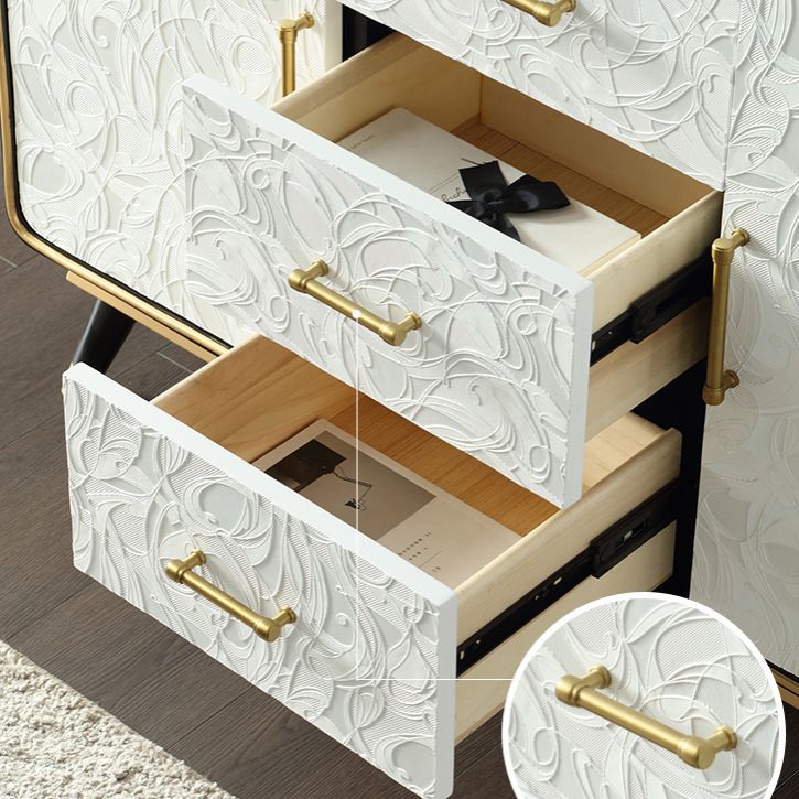 Glam Birch Sideboard Adjustable Shelving Cabinets Credenza with Drawer for Living Room