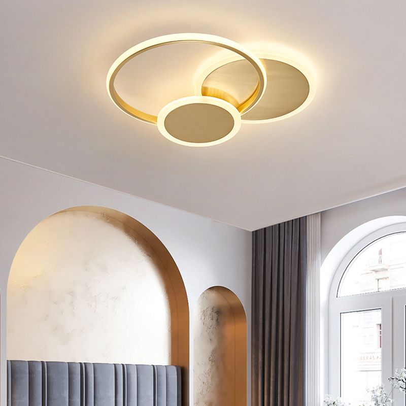 Multiple-Light Round Flush Mount Lighting Modern Metal Ceiling Lighting