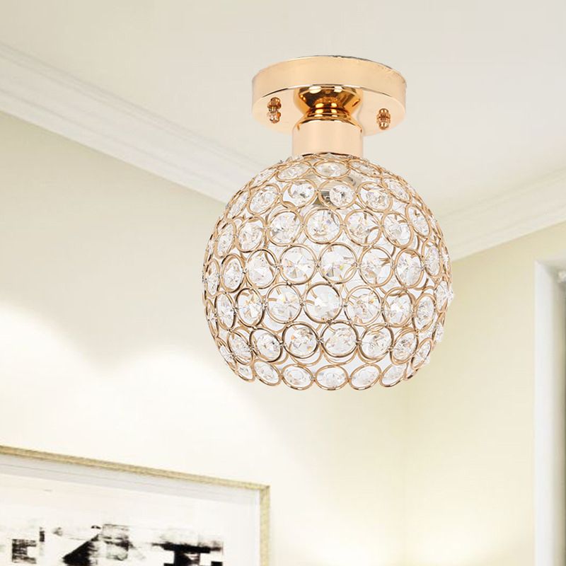 Houehold Crystal Ceiling Light Simple Flush Mount Light Fixture for Bedroom