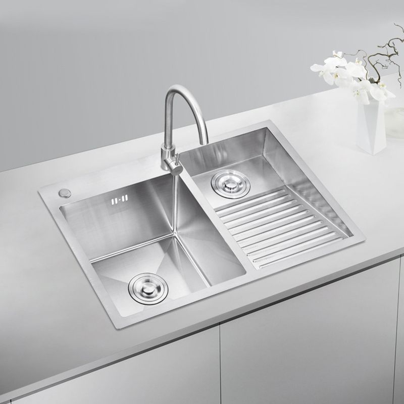 Modern Kitchen Sink Stainless Steel Double Sink with Accessories and Faucet Workstation