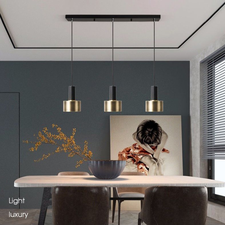 Brass Torchlight Shaped Pendant Lamp Postmodern Metal Hanging Light for Dining Room