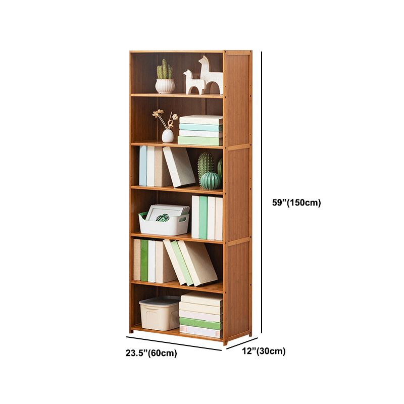 Contemporary Bamboo Book Shelf Closed Back Brown Shelf Bookcase for Home