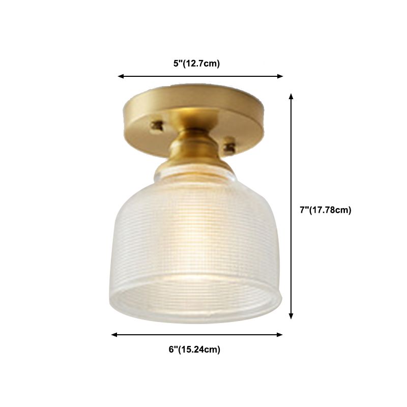 Golden Single Flush Mount Lighting Modernism Glass Shaded Ceiling Light