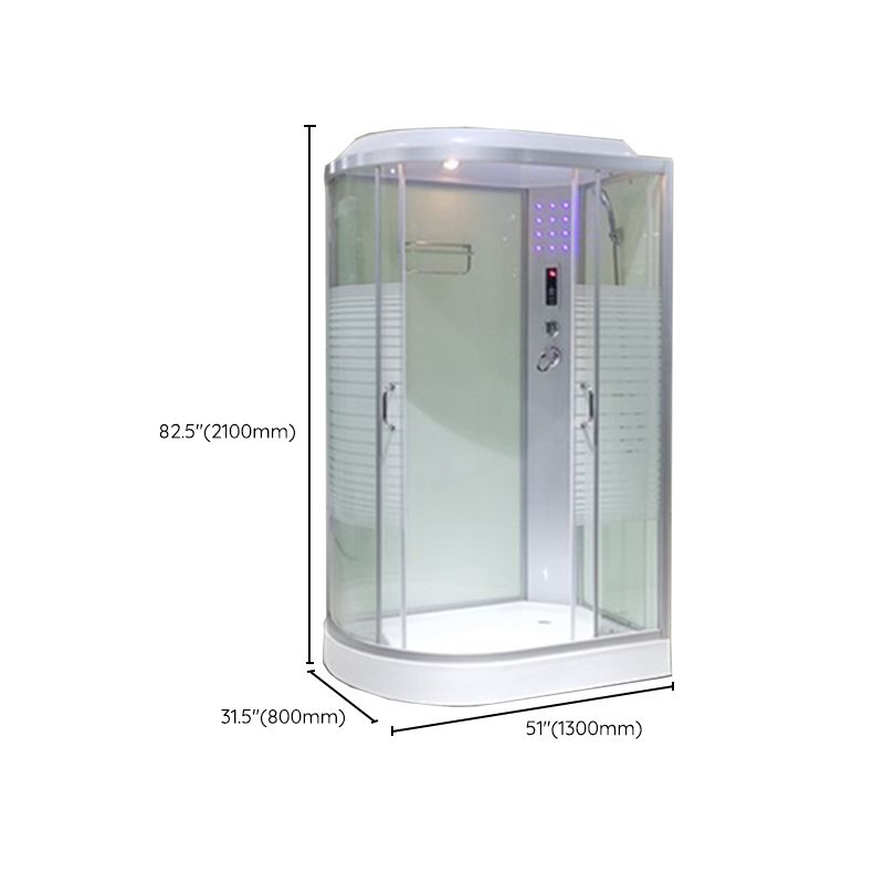 Rounded Shower Stall Framed Double Sliding White Shower Stall