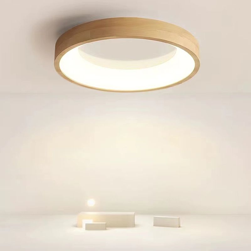 Modern Drum Shade Flush Mount Wood Flush Mount Light Fixture