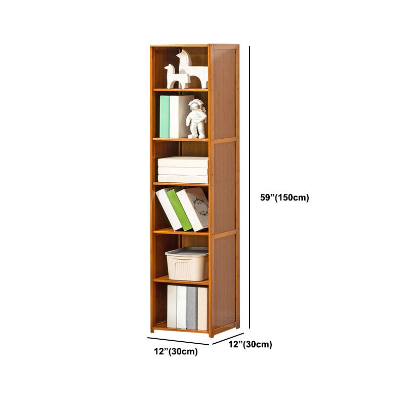 Contemporary Bamboo Book Shelf Closed Back Brown Shelf Bookcase for Home