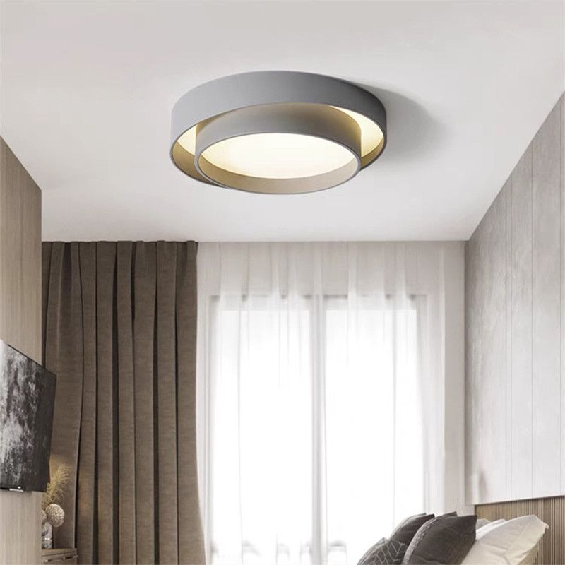 Modern Minimalist LED Ceiling Light Wrought Iron Circular Flush Mount with Acrylic Shade