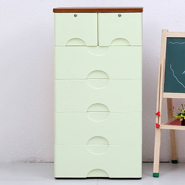 Scandinavian Plastic Kids Nightstand Vertical Nursery Dresser 6 Drawers for Home