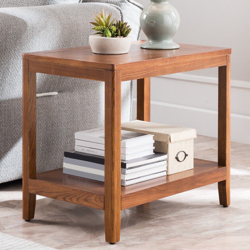 Modern Wood Side Table with no Wheels and Drawers for Living Room